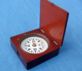 19th century mahogany cased dry card compass