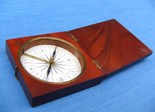 19th C wood block compass