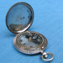 Antique silver compass Londn 1892, W Rodriguez, 42 Piccaddily W