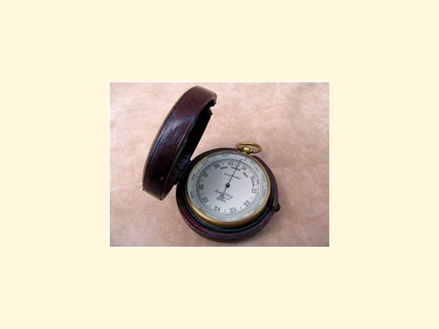 Army & Navy pocket barometer in leather case