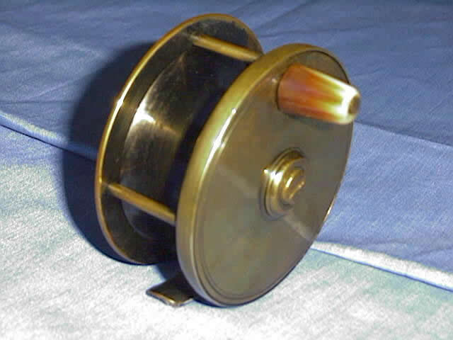 3" brass plate wind fishing reel, late 19th century