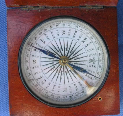 Georgian wood block pocket compass