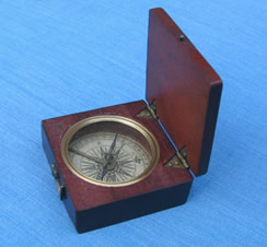 19th C mahogany  pocket compass