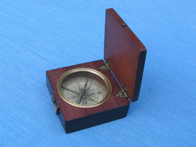 19th century mahogany cased compass