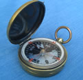 19th C brass cased pocket compass MOP dial