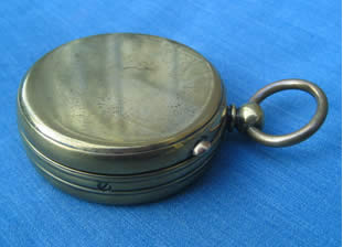 19th century brass cased pocket compass MOP dial