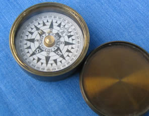 Brass pocket compasss, WH Moralee, North Shields