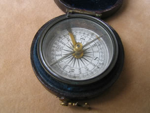Victorian jeweled needle pocket compass 