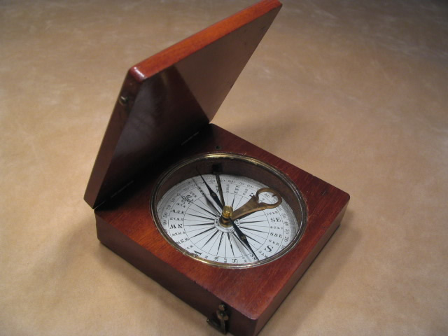 Mahogany cased compass & clinometer, J White, Glasgow