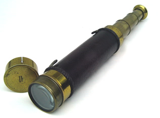 3 draw leather clad telescope by Blackham, W.Hampton