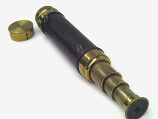 19th C leather clad 3 draw telescope Blackham, W.Hampton
