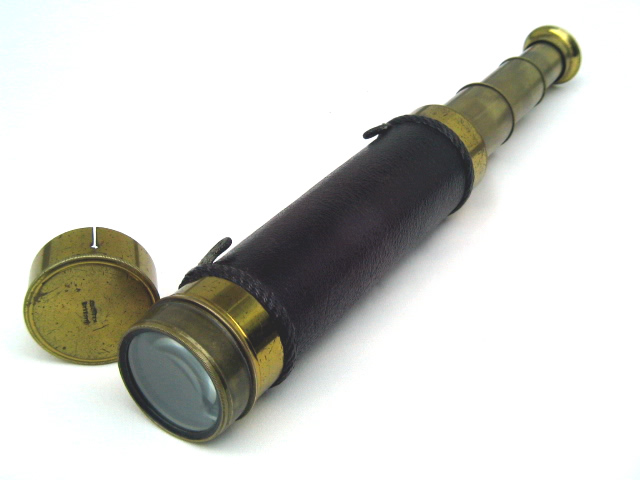 19th century 3 draw leather clad telescope, Blackham, W.Hampton