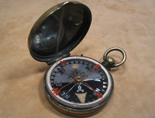 19th C pocket compass by S W Silver & Co, 67 Cornhill, London