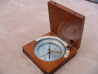 Mahogany cased compass & clinometer