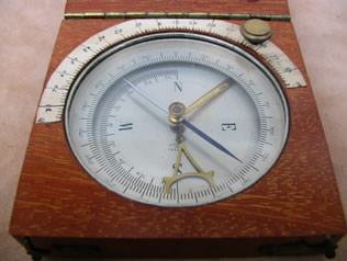 Mahogany cased French compass & clinometer