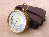 19th century pocket barometer/altimeter with curved thermometer