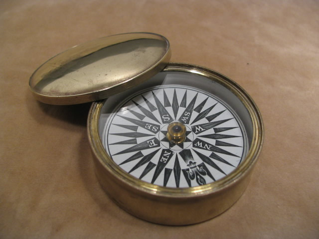 Early Victorian brass pocket compass circa 1840