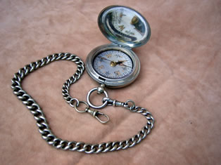 Dennison 1918 pocket compass with fob chain