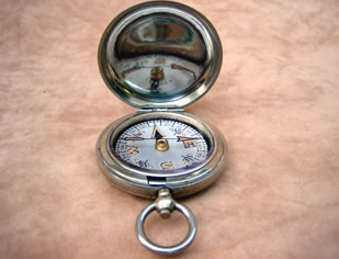 1918 Dennison pocket compass with fob chain