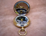 Late 19th century pocket compass with mother of pearl dial