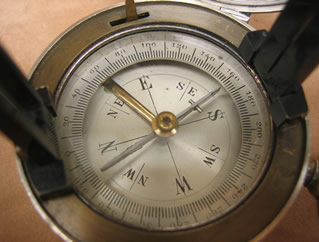 English bar needle compass with folding sight vanes