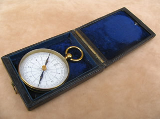 Late 19th century gilt bodied compass in presentation case