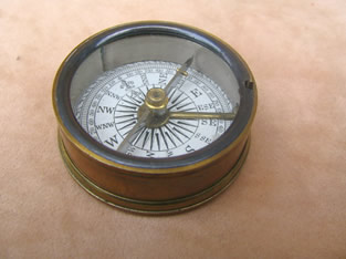 19th century brass pocket compass by F Barker