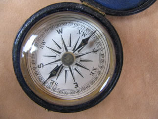 Victorian pocket compass with case
