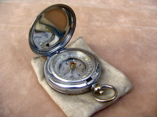 French pocket watch style night compass