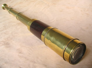19th century mahogany banded marine telescope