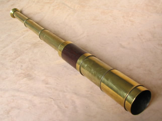 3 draw mahogany banded marine pocket telescope