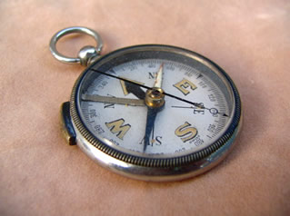 Nickel plated open face pocket compass