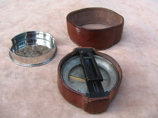 Vintage leather cased surveyors pocket compass