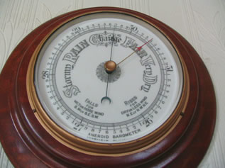 Large mahogany cased aneroid barometer