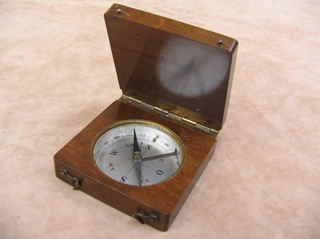 Vintage rosewood cased pocket compass