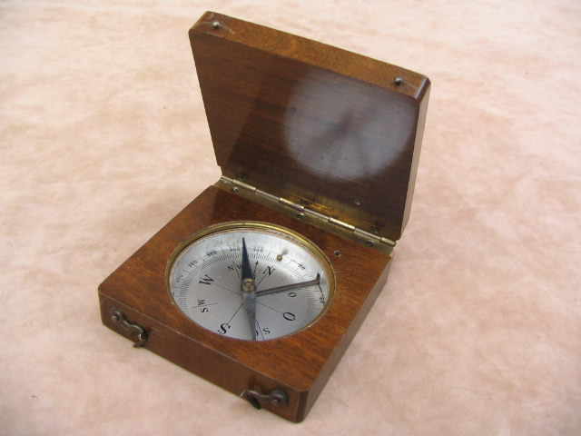 Rosewood cased pocket compass 