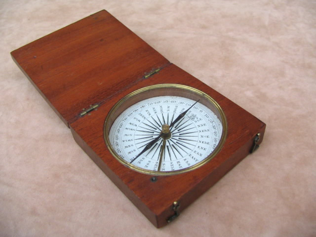 Early Victorian mahogany cased pocket compass