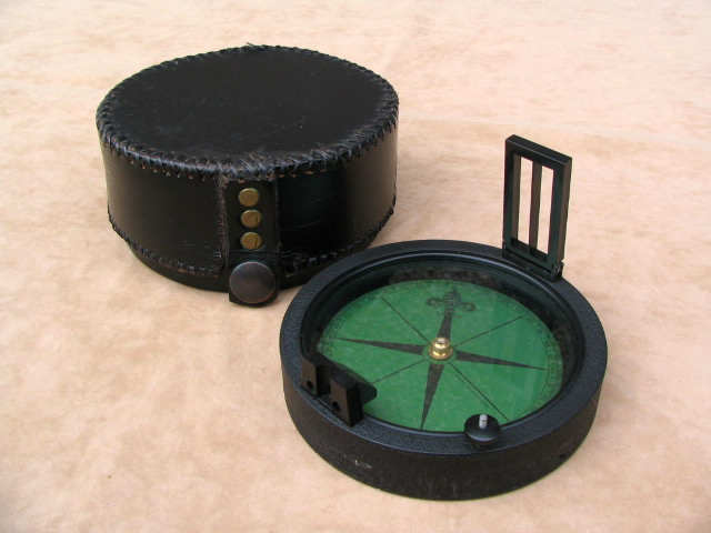 Barker & Son educational prismatic compass with leather case