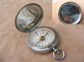 Dennison cased English full hunter pocket compass 