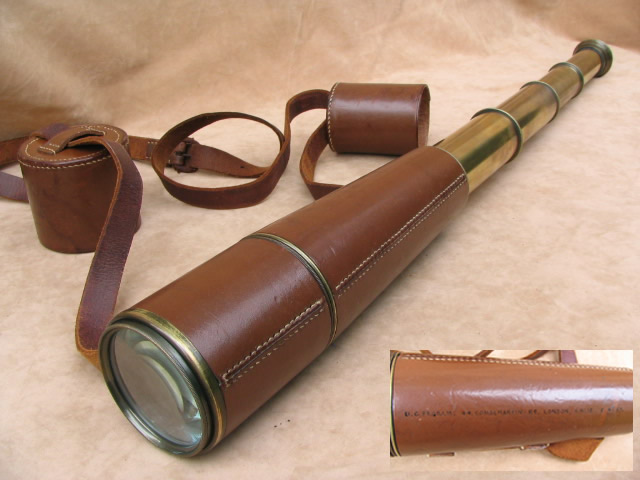 3 draw field telescope with inset showing previous owners text