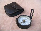 19th century pocket compass in leather case