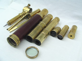 View of telescope and tripod disassembled