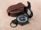 WW2 British Army prismatic marching compass with leather case