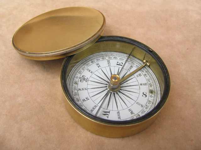 Victorian brass cased pocket compass circa 1880