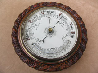 Victorian barometer with thermometer circa 1890
