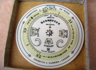 Close up view of front face of pocket forecaster