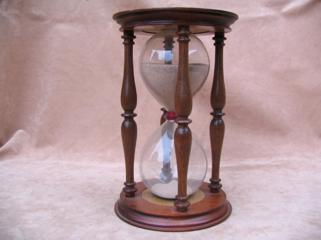 Large 60 minute antique Hourglass in mahogany stand