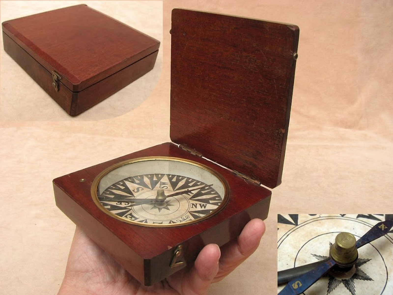 Scientific Collectables for antique mahogany cased pocket compasses