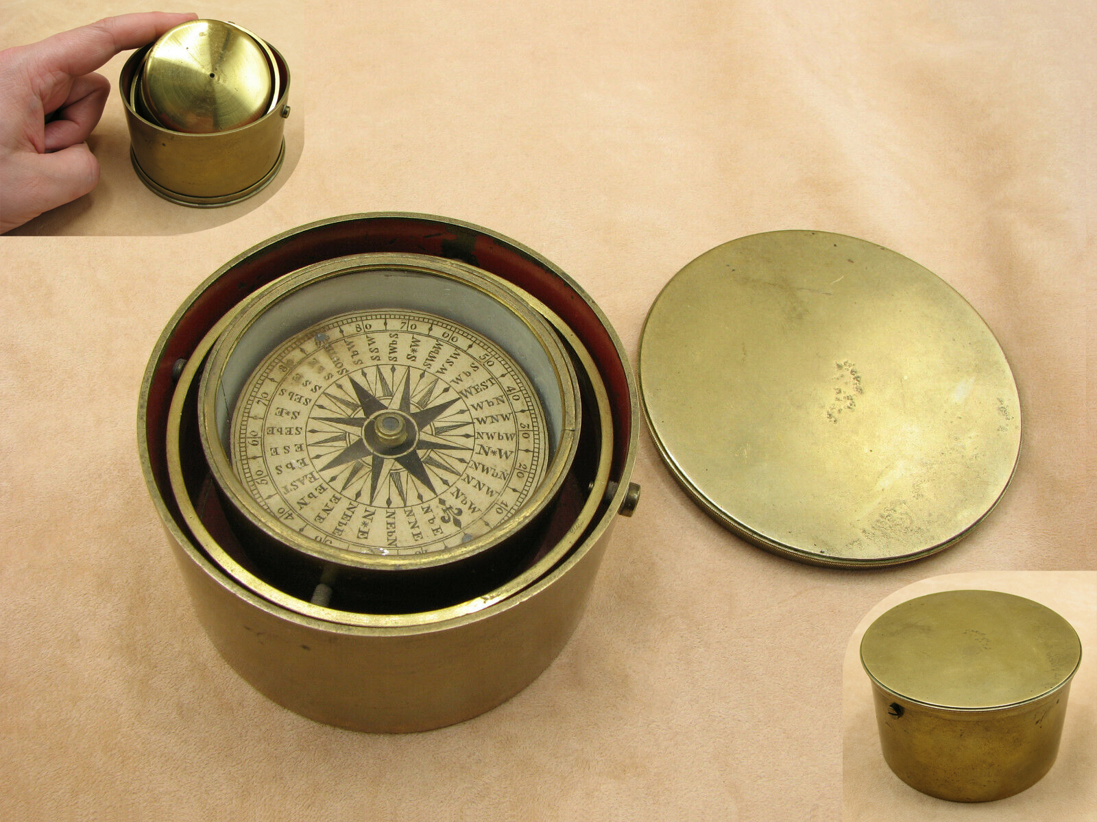 Scientific Collectables for Rare brass gimbal mounted pocket compasses
