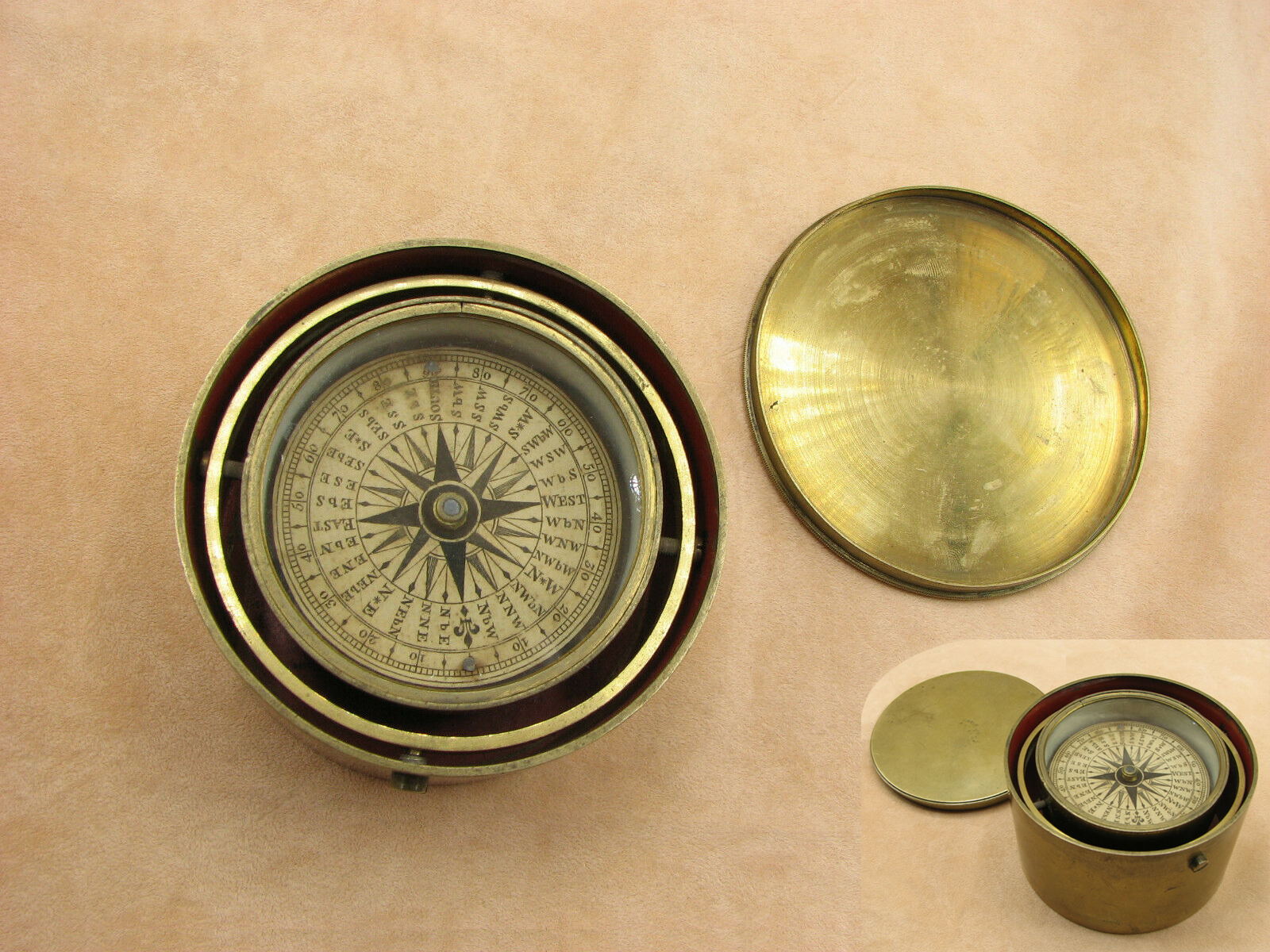Scientific Collectables for Rare brass gimbal mounted pocket compasses